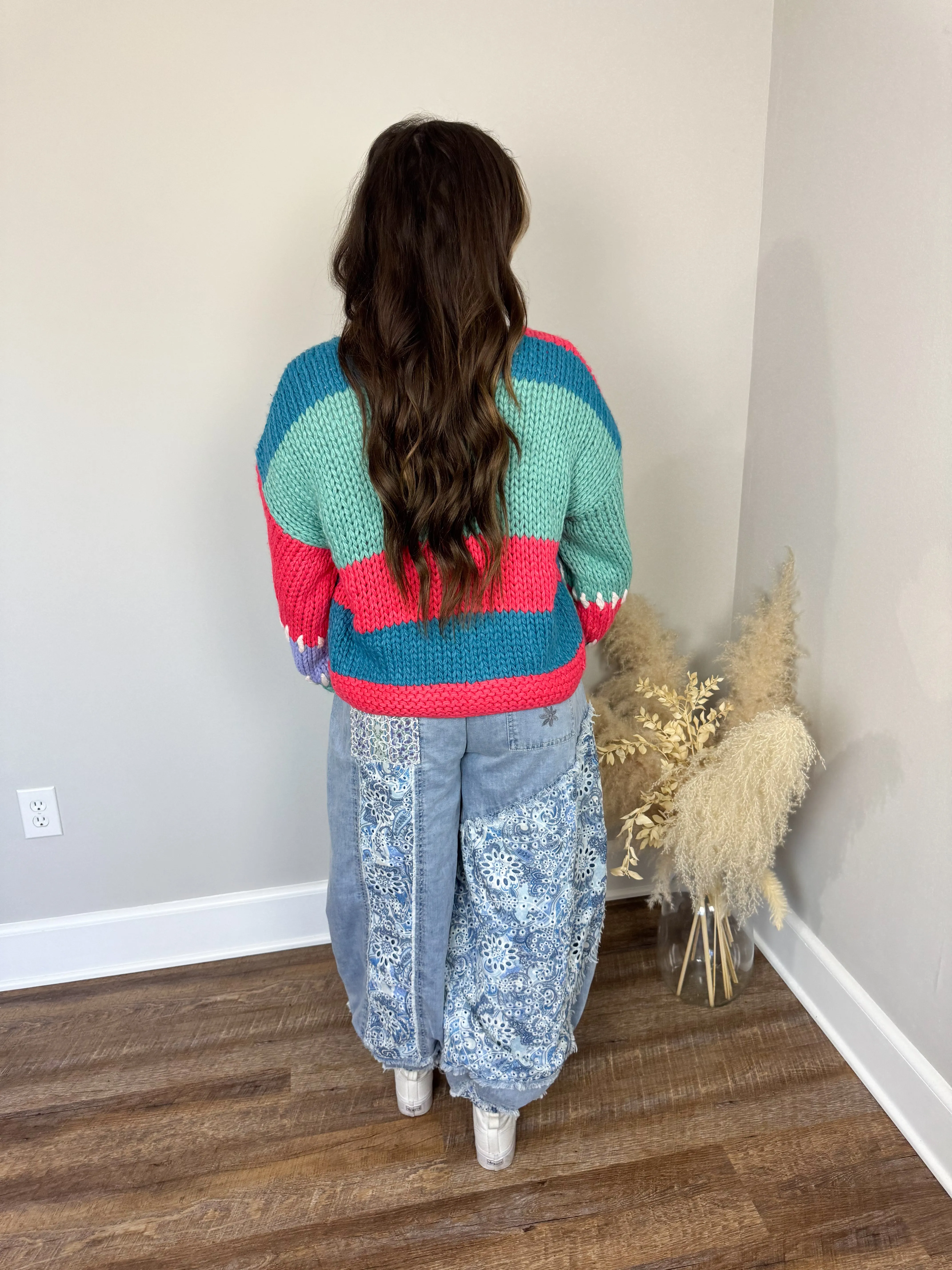 Peachy Colorblock Cardigan