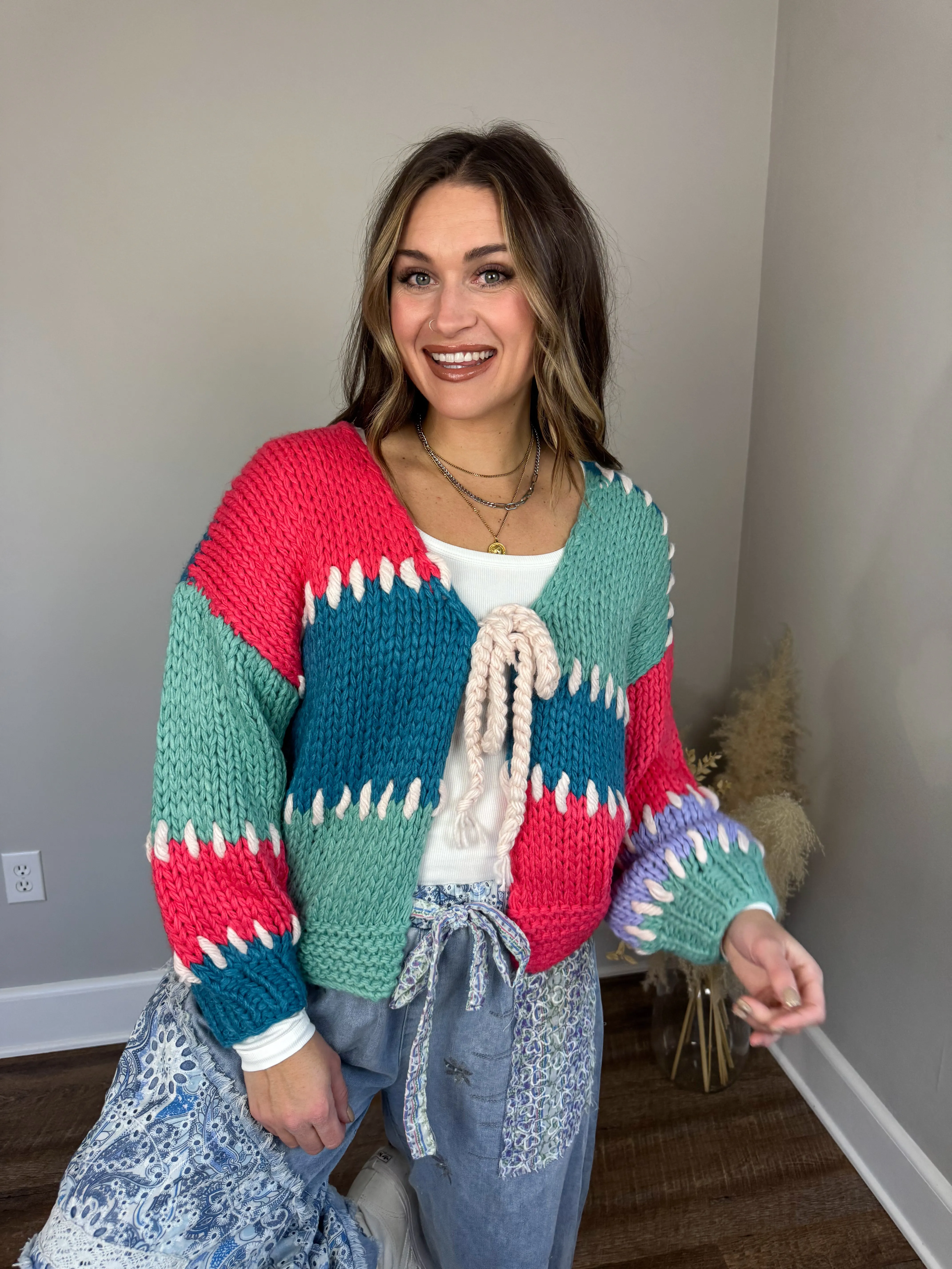 Peachy Colorblock Cardigan
