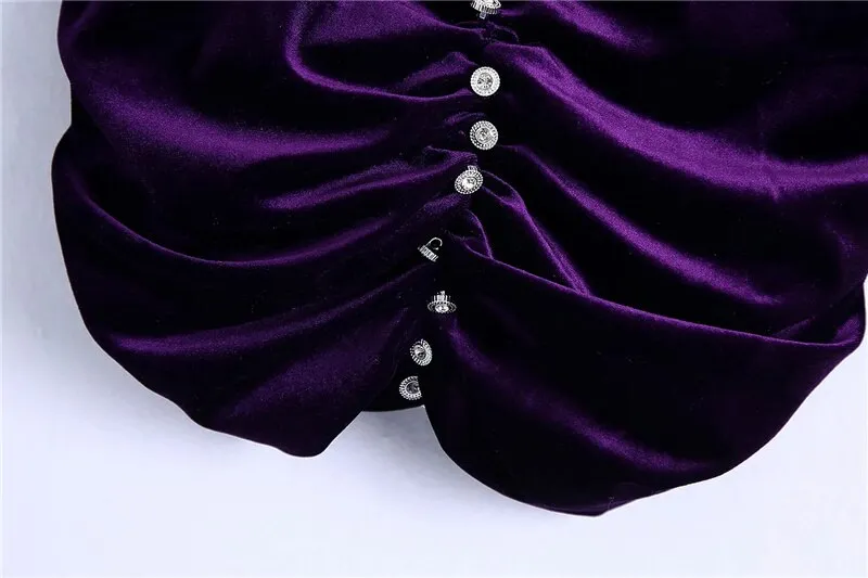 PLEATED VELVET CROPPED TANK TOP