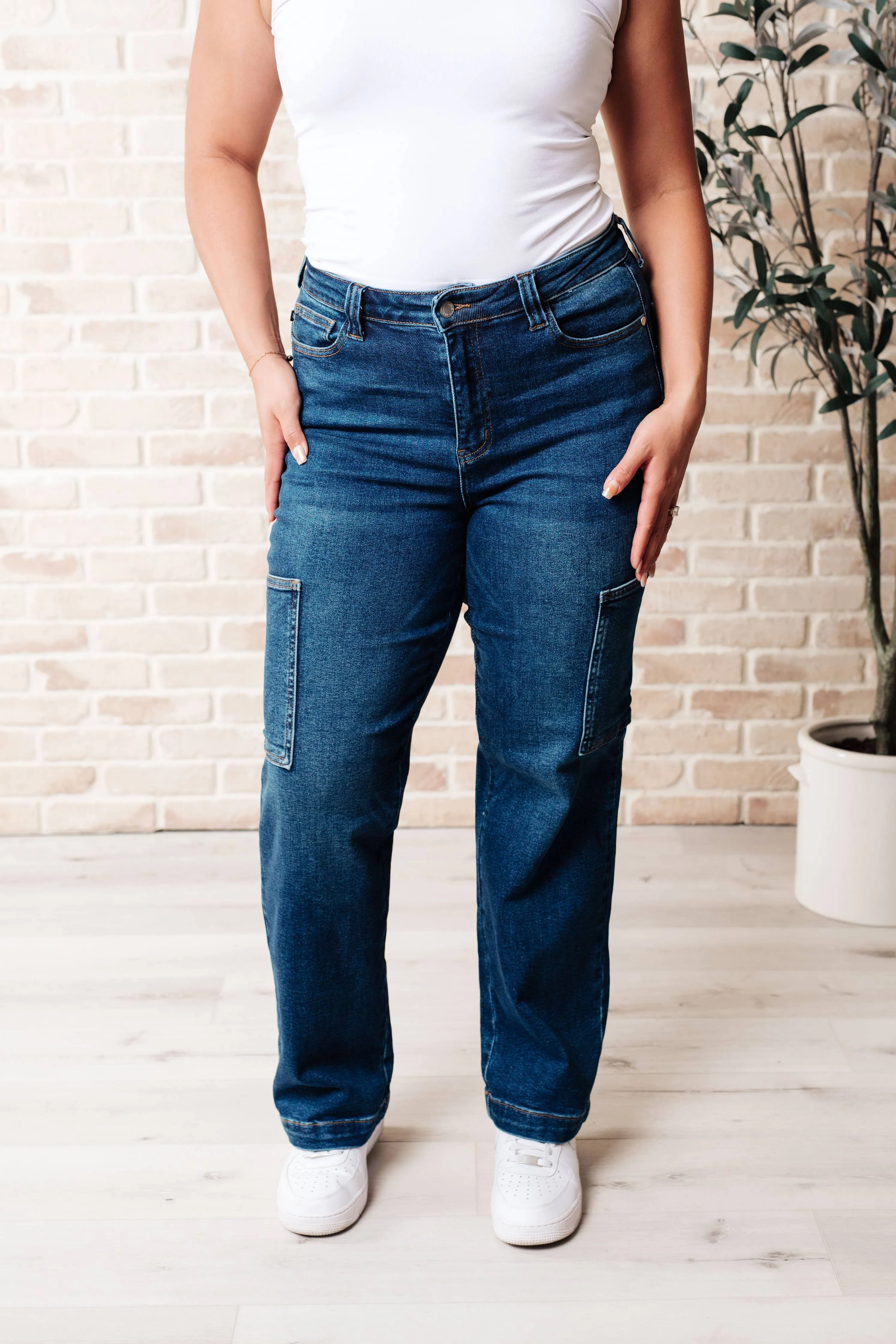 Plus Size-Judy Blue High Rise Cargo Straight Jeans