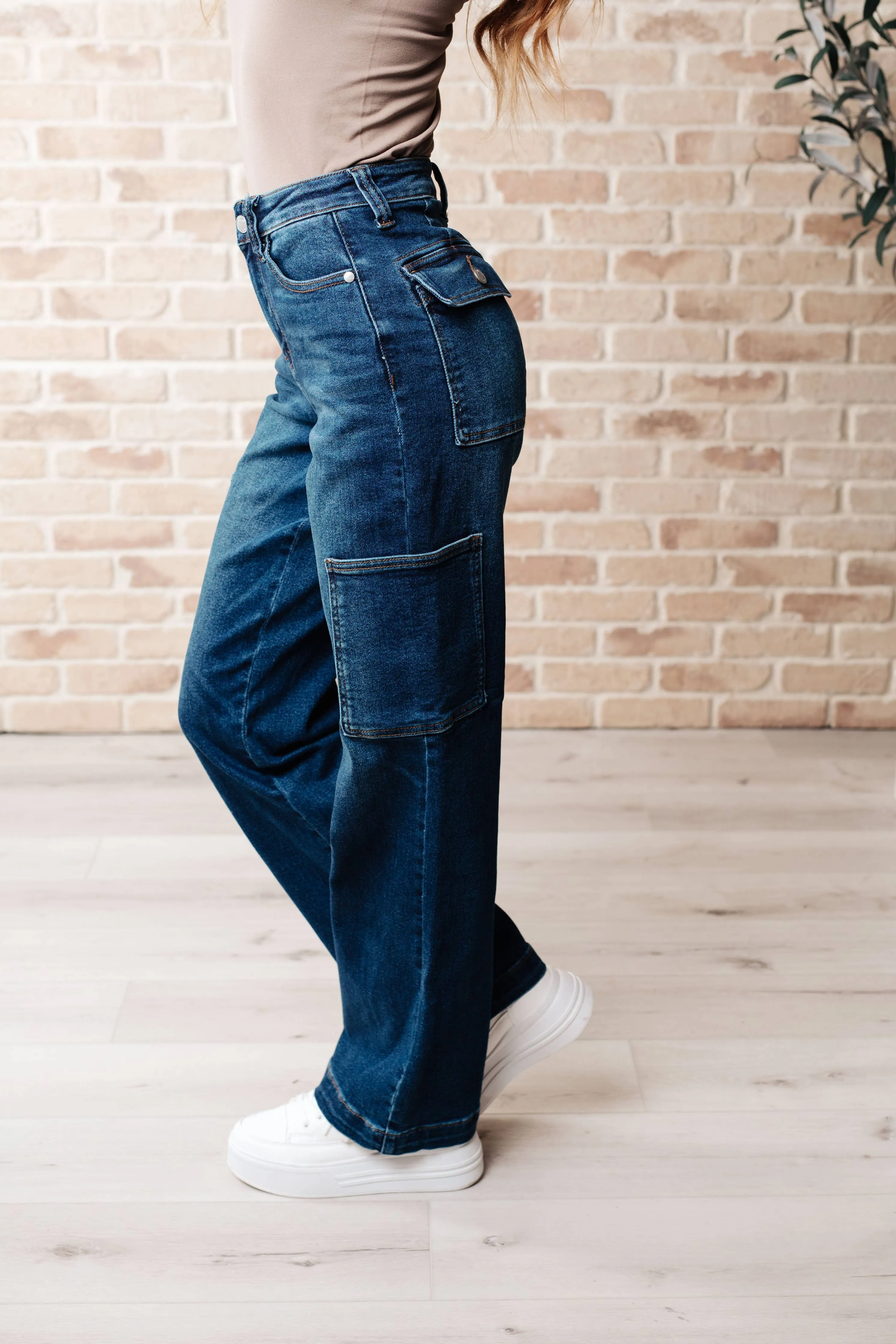 Plus Size-Judy Blue High Rise Cargo Straight Jeans