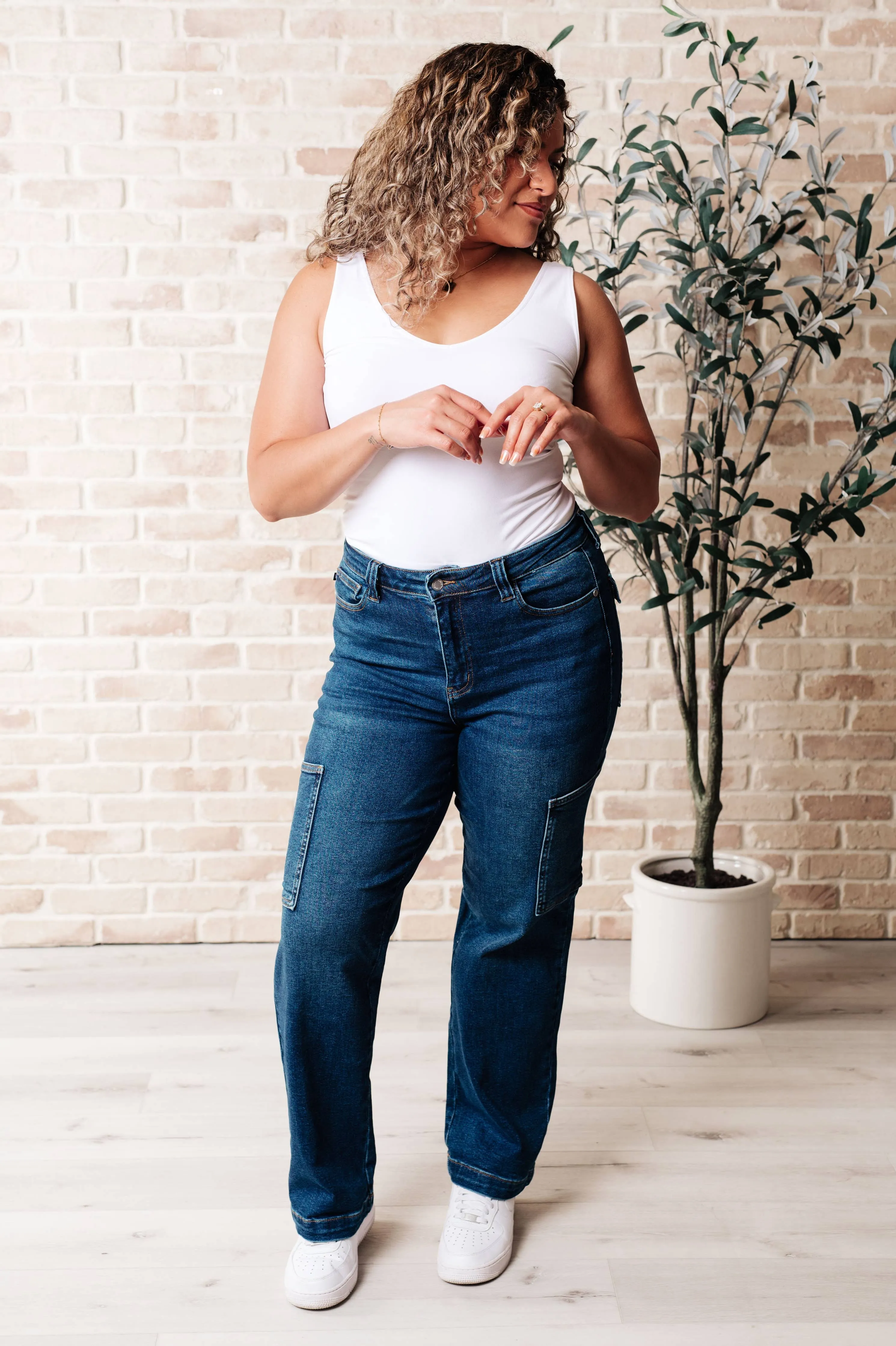 Plus Size-Judy Blue High Rise Cargo Straight Jeans