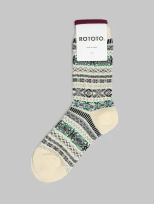 ROTOTO Jacquard Crew Socks Fairisle Ivory