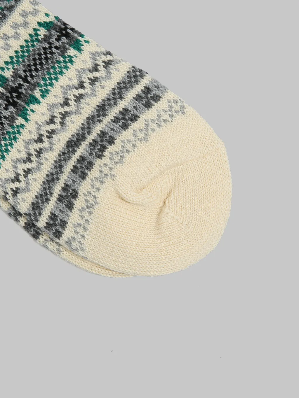 ROTOTO Jacquard Crew Socks Fairisle Ivory