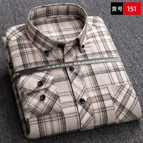 S to 6xl Plus Size Checkered Plaid Shirts for Male Leisure Mens 100% Cotton