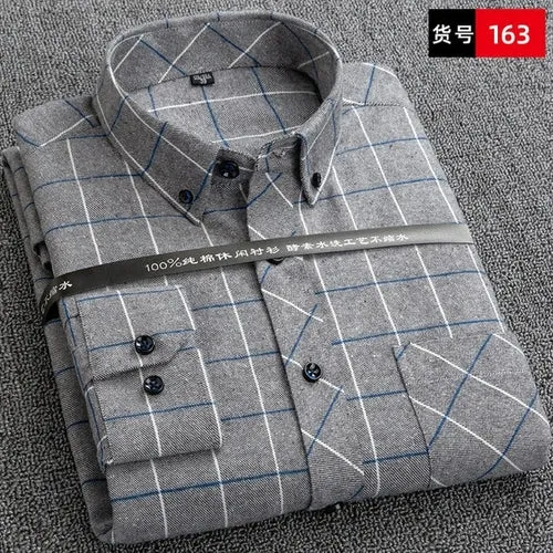 S to 6xl Plus Size Checkered Plaid Shirts for Male Leisure Mens 100% Cotton