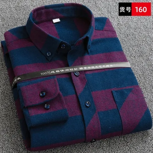 S to 6xl Plus Size Checkered Plaid Shirts for Male Leisure Mens 100% Cotton