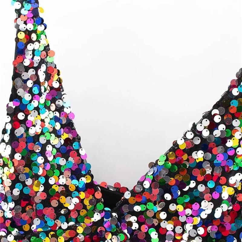 SHINY SEQUIN CROP TANK TOP