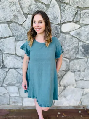 Simple Fray Sage Dress