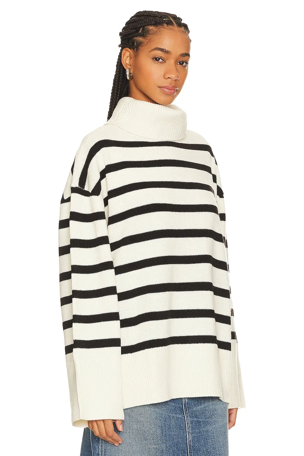 Stripe Turtleneck Sweater