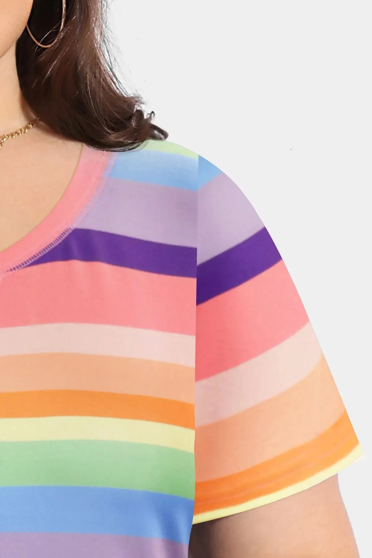 Supersoft Rainbow Stripe Fashionable Tee Shirt
