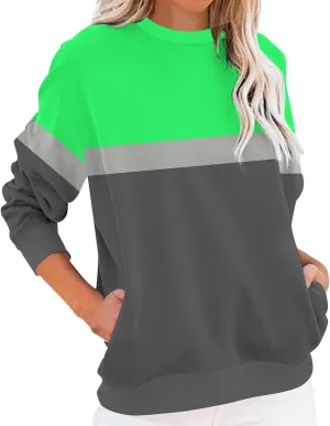 Sweatshirts For Women 2024 Fall Crewneck Striped Tunic Tops Casual Long Sleeve Shirts Trendy Pullover Outfits
