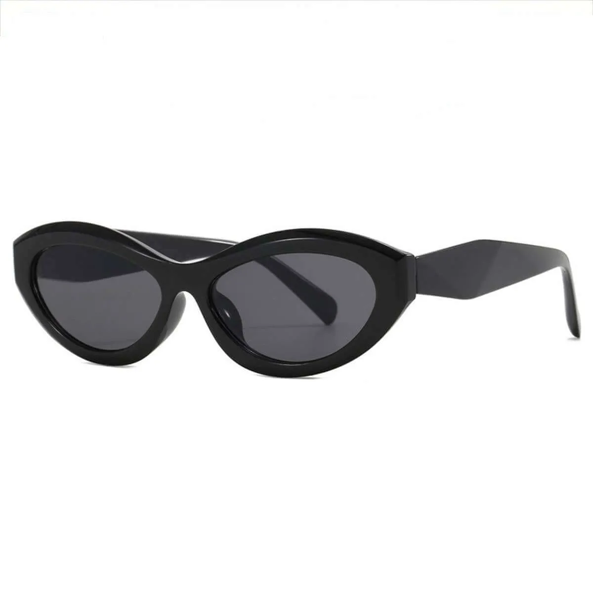 Trendy Oval Sunglasses - Black