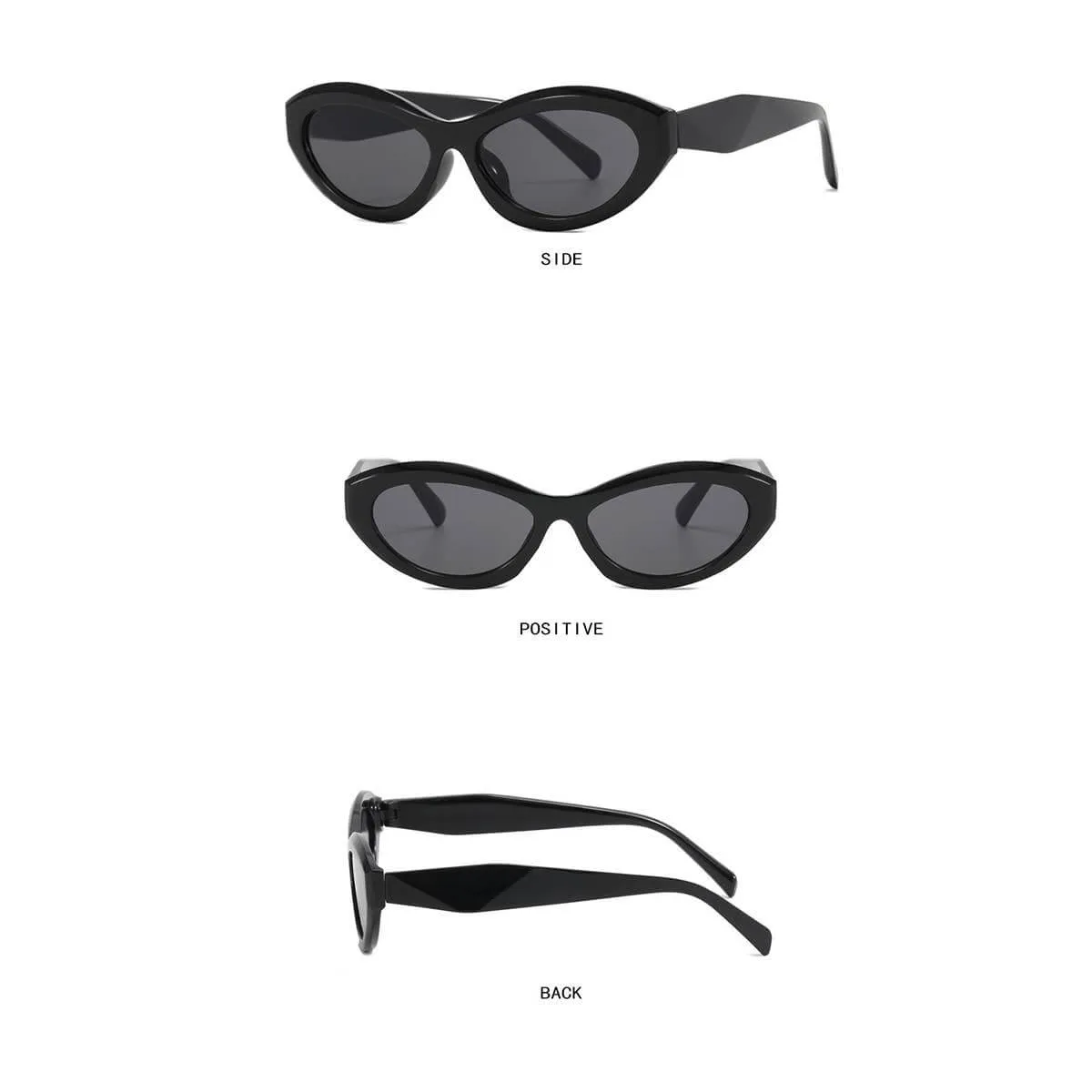 Trendy Oval Sunglasses - Black