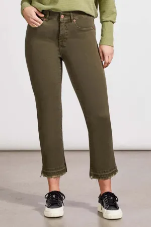 Tribal Sophia Curvy Hugging Microflare Crop Pant in Olive