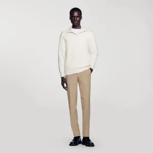 Trucker Zip Sweater Half-Zip Jumper Ecru