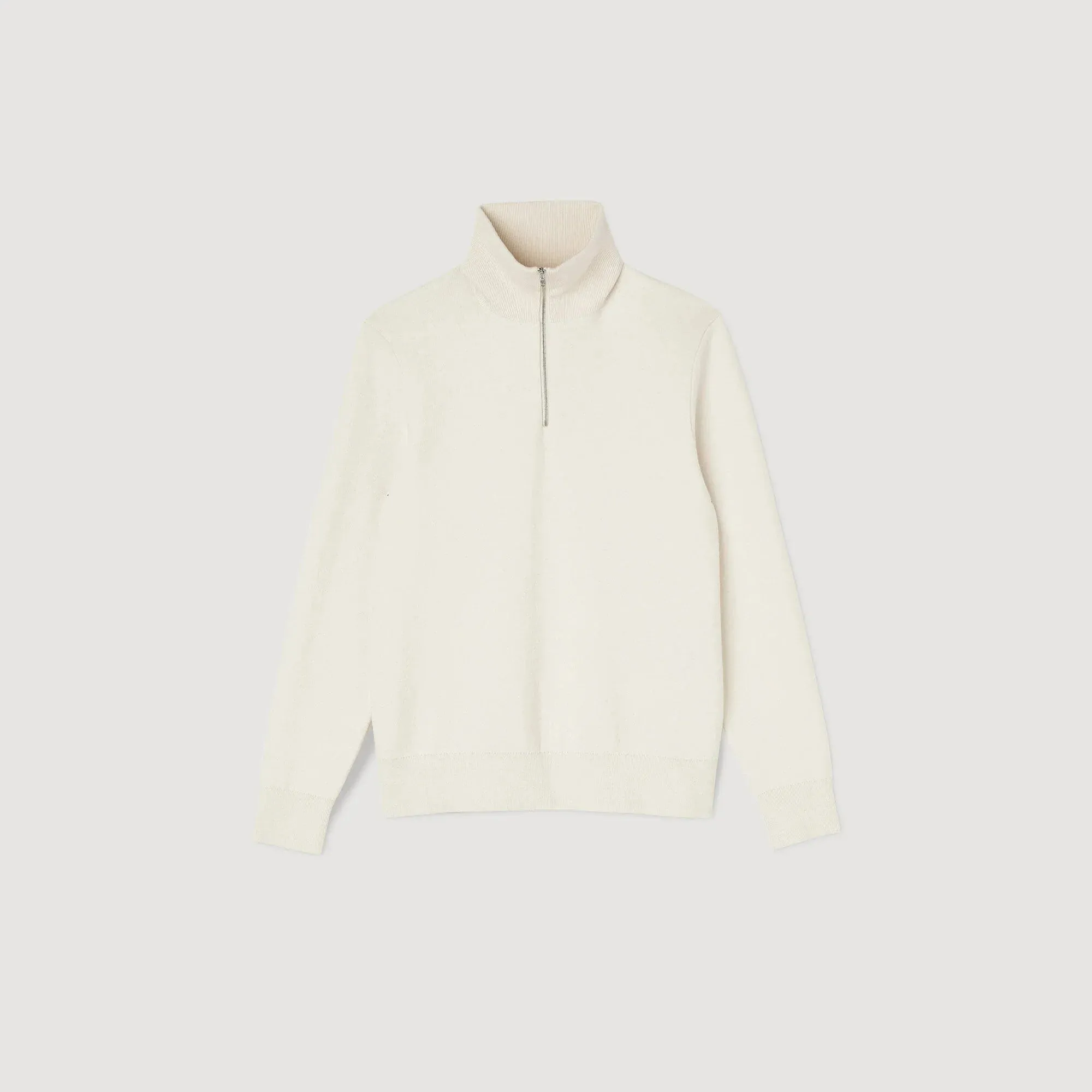 Trucker Zip Sweater Half-Zip Jumper Ecru