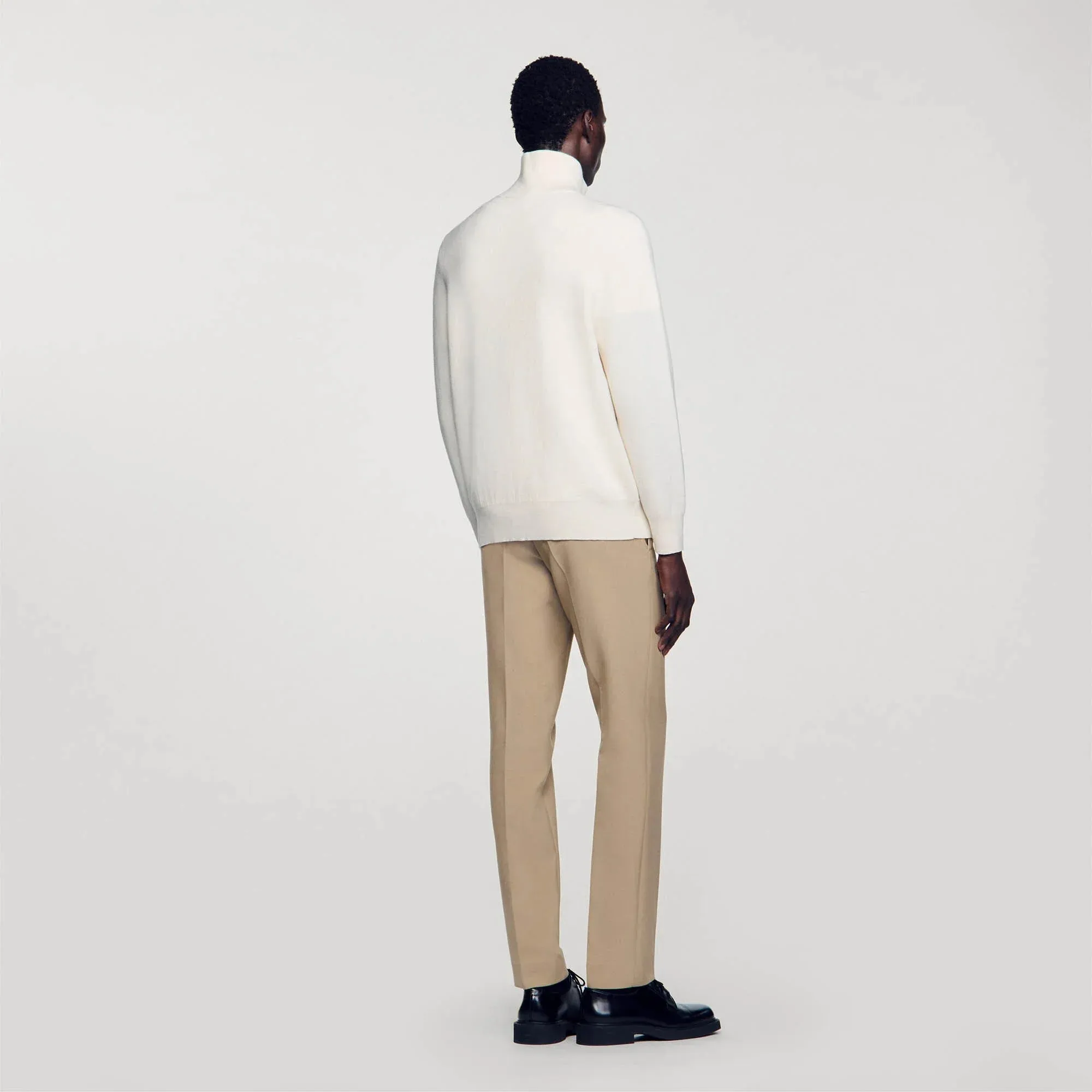 Trucker Zip Sweater Half-Zip Jumper Ecru
