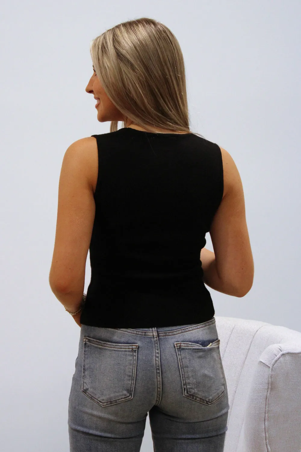 Trust In Me Sweater Tank Top - Black