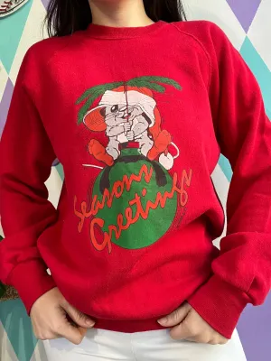 Vintage Seasons Greetings Mouse Graphic Crewneck
