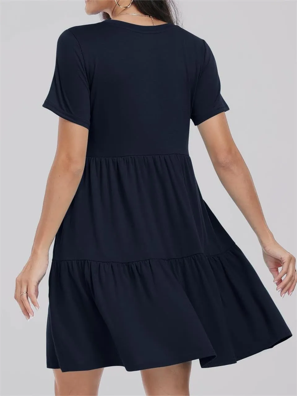 Wankang T Shirt Dresses for Women Summer Casual Short Sleeve Tiered Mini Tshirt Dresses Flowy Tunic Dress Beach Sundresses