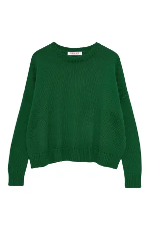 Wide Cotton Pullover in Emerald