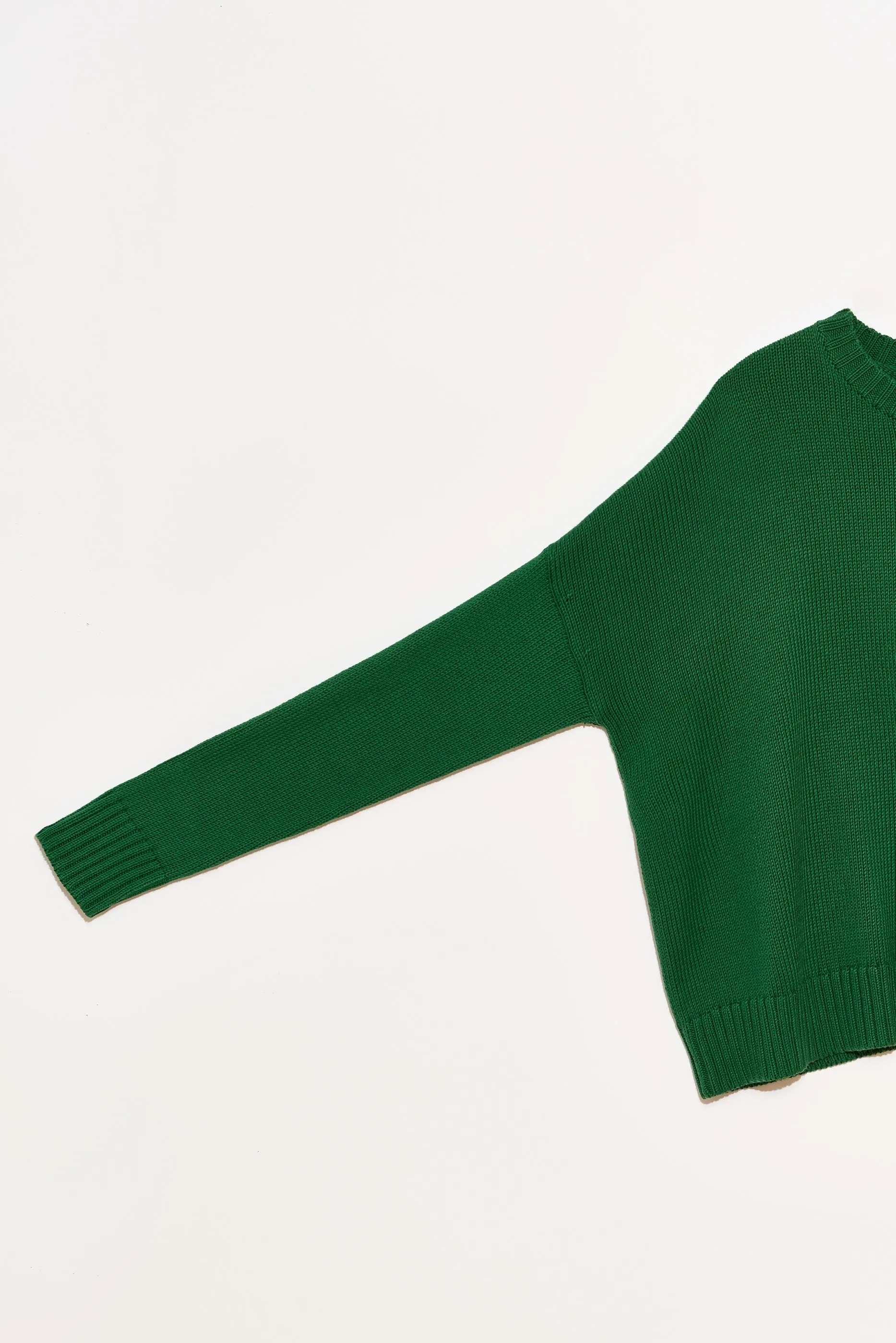 Wide Cotton Pullover in Emerald