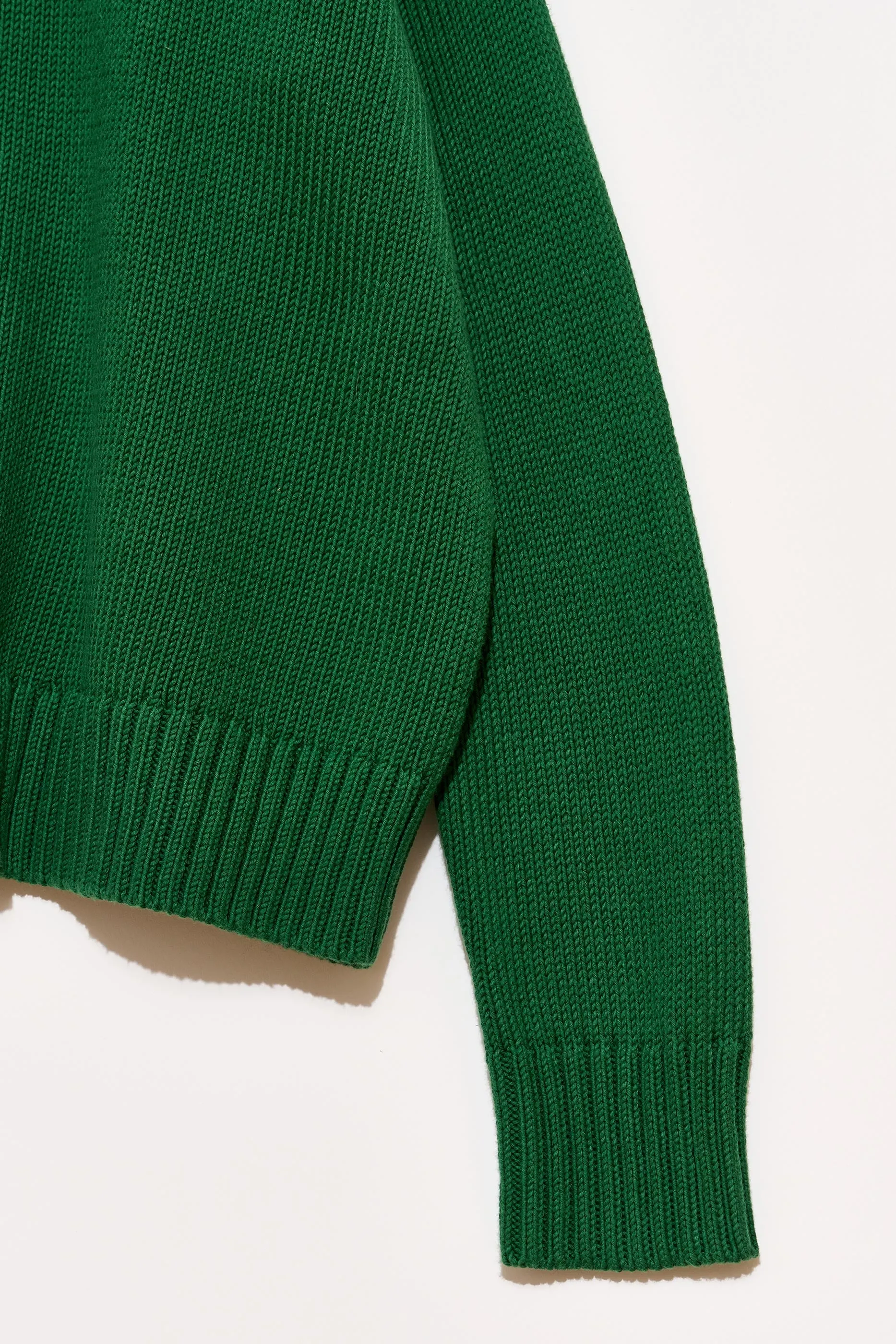 Wide Cotton Pullover in Emerald