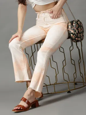 Women Peach Bootcut Light Fade Clean Look Stretchable Denim Jeans