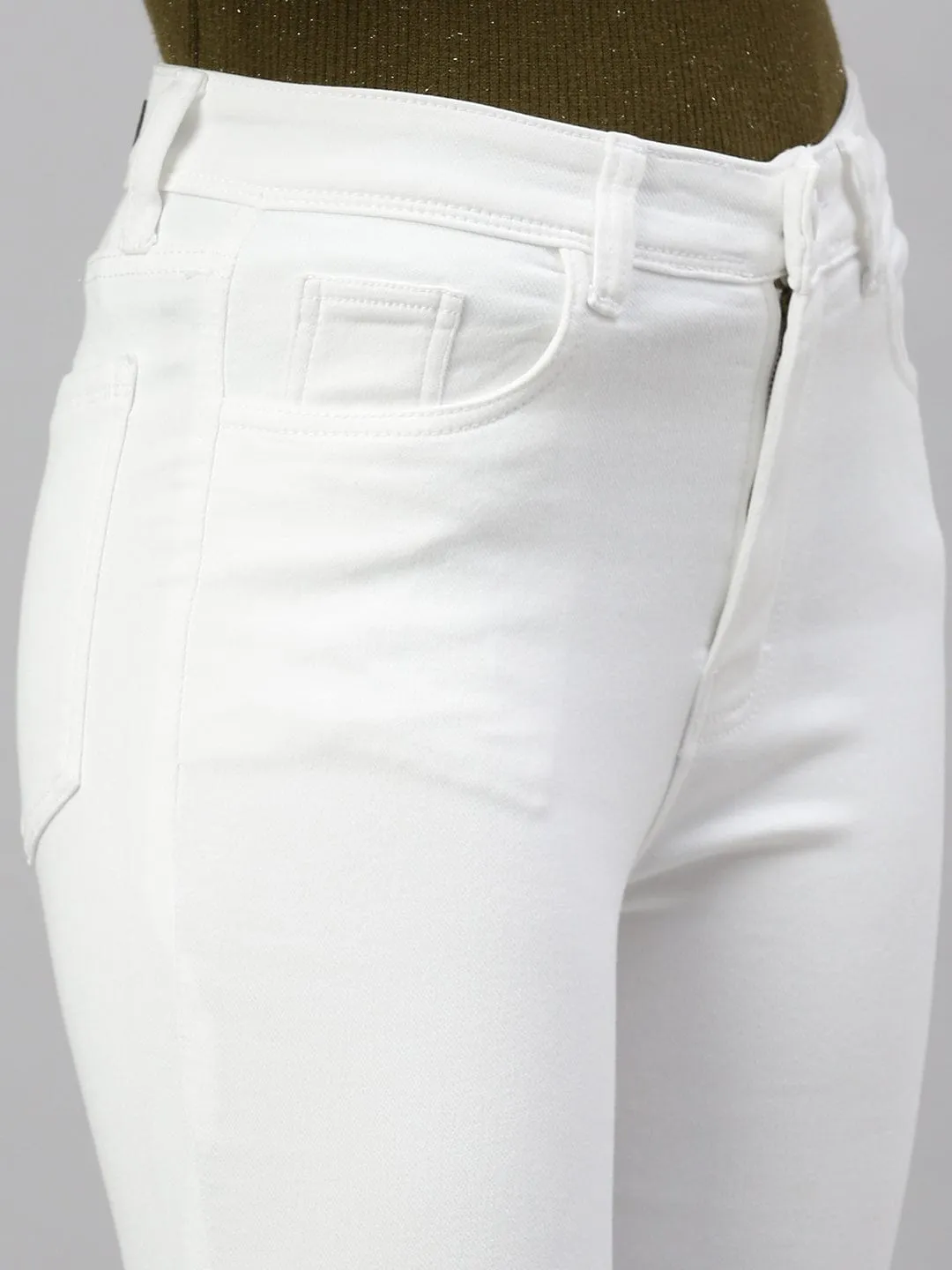 Women White Comfort Bootcut Stretchable Jeans