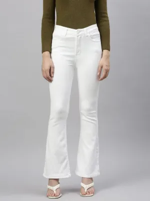 Women White Comfort Bootcut Stretchable Jeans