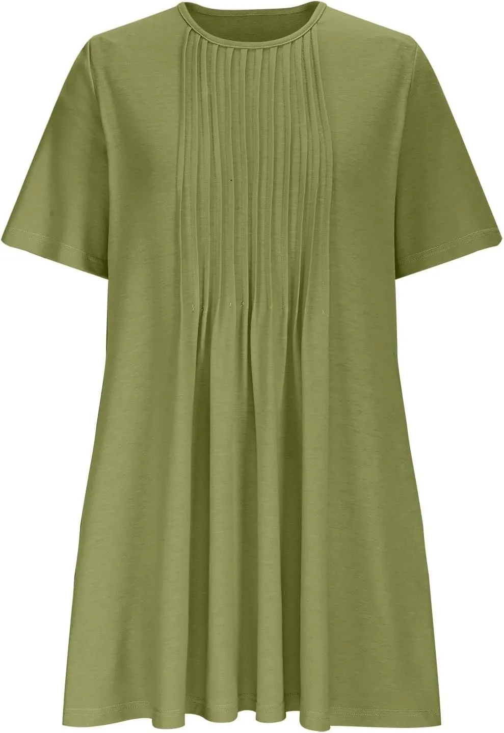 Womens Dresses Casual Loose Fit Short Sleeve Pleated Mini Dress Summer A-Line Flowy Beach Vacation Dress with Pockets
