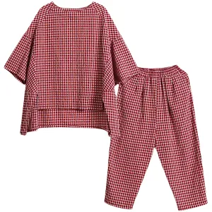 Women's Gingham Loose-Fit Loungewear Set