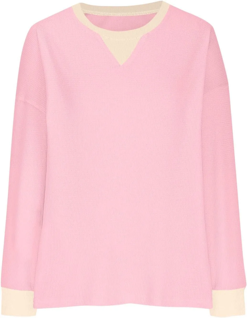 Womens Oversized Sweatshirts 2024 Casual Crewneck Long Sleeve Shirts Waffle Knit Pullover Tops Loose Blouse