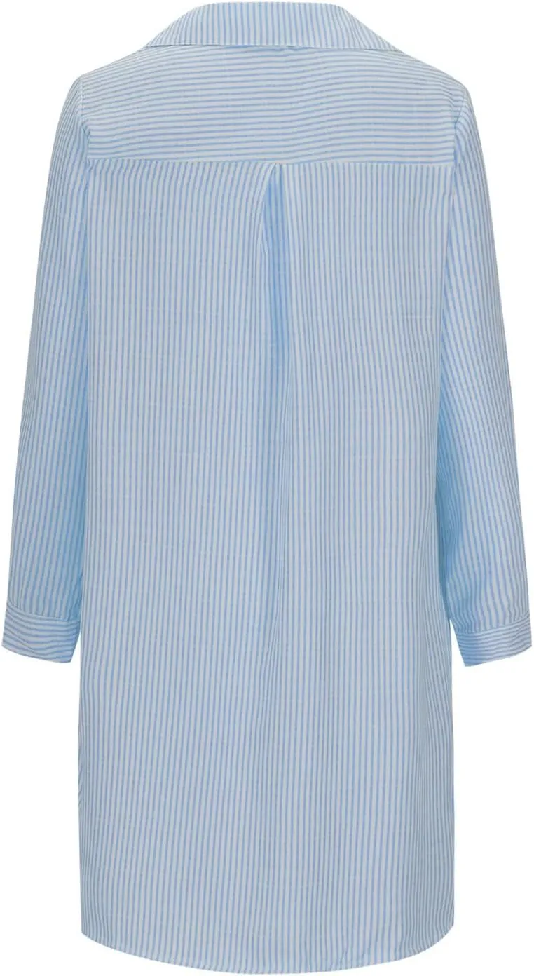 Womens Striped Button Down Midi Shirt Dress 2024 Fall Long Sleeve T Shirt Dress Fashion Casual Loose Travel Outfits